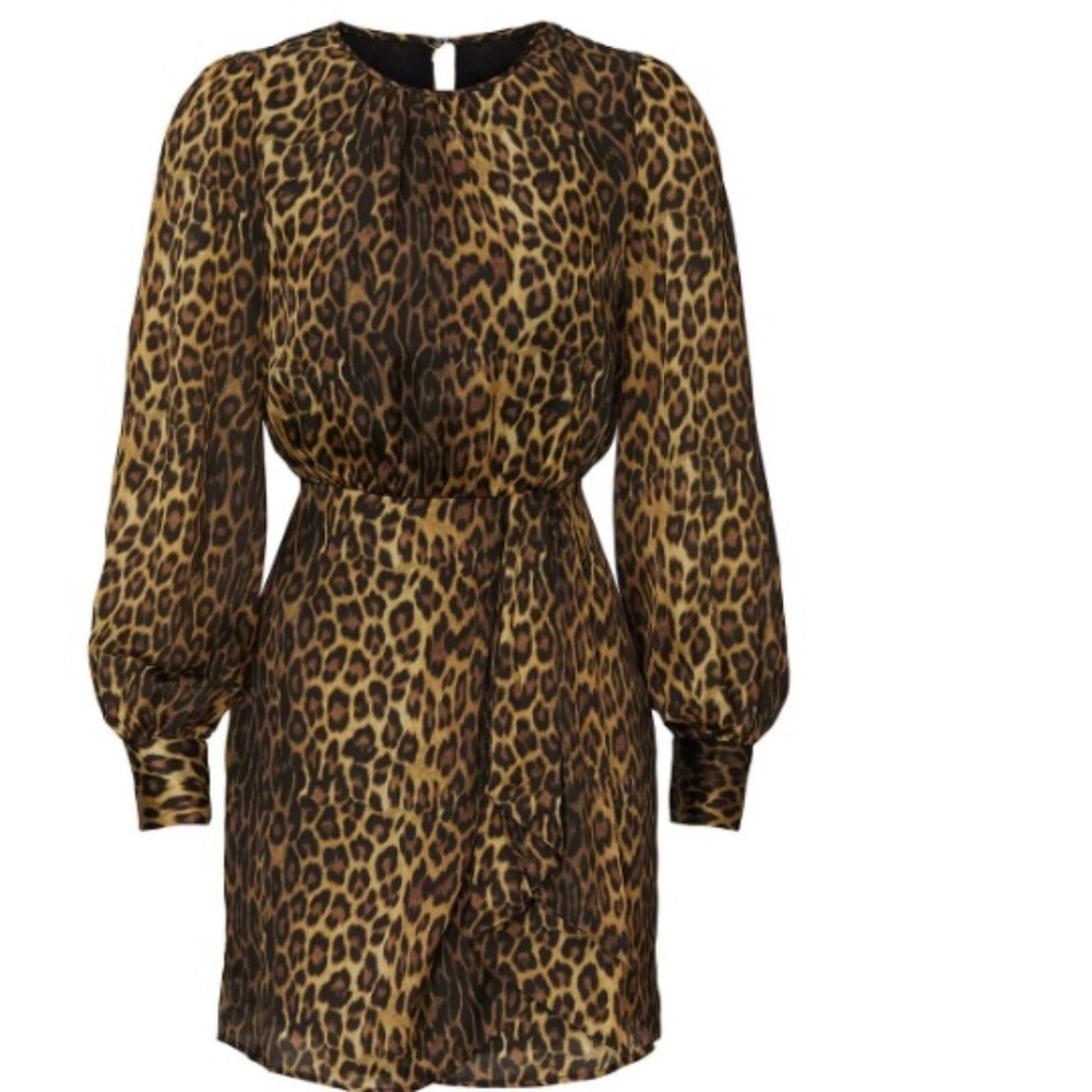 The Kooples Leoparf- Printed Silk Mini Dress Size Small